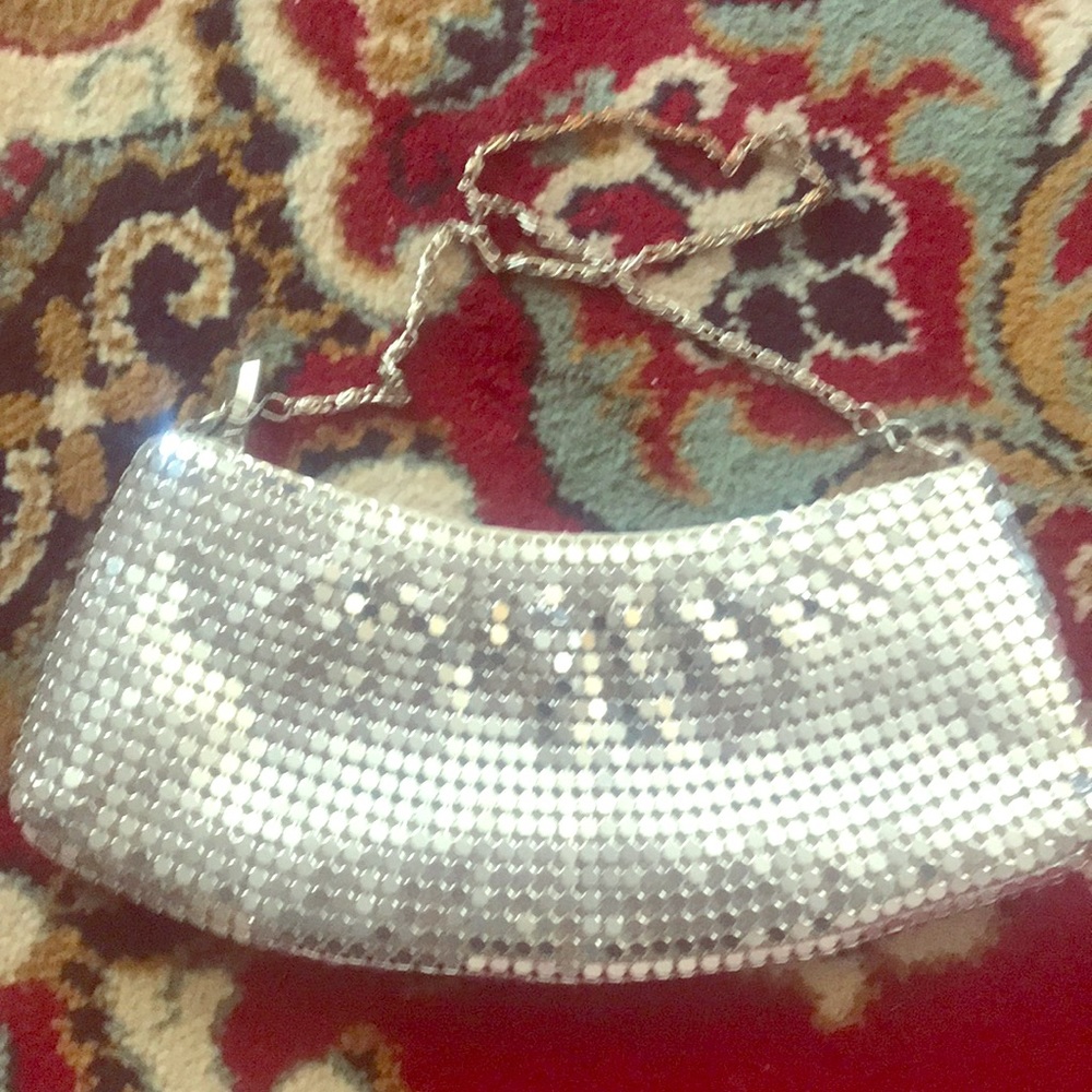 Small Silver Mesh Purse with Chain